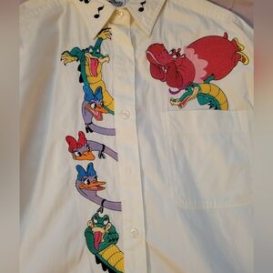 Vintage Disney Store Blouse Featuring Embroidered Fantasia Characters
